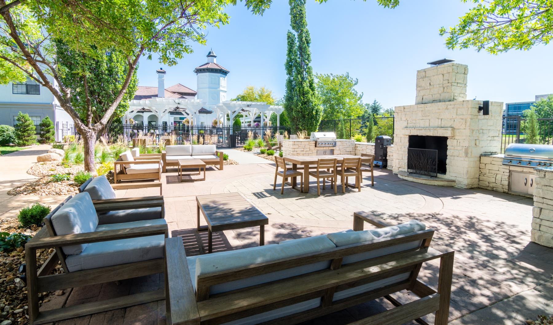 courtyard with fireplace