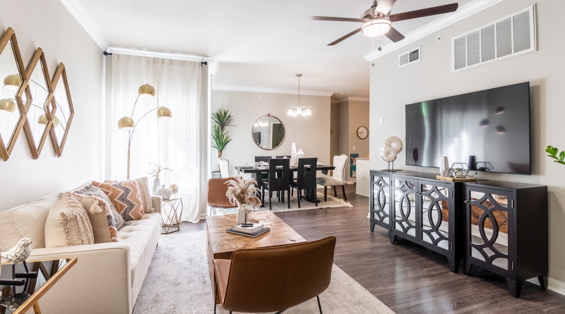 living room with tv couch and coffee table