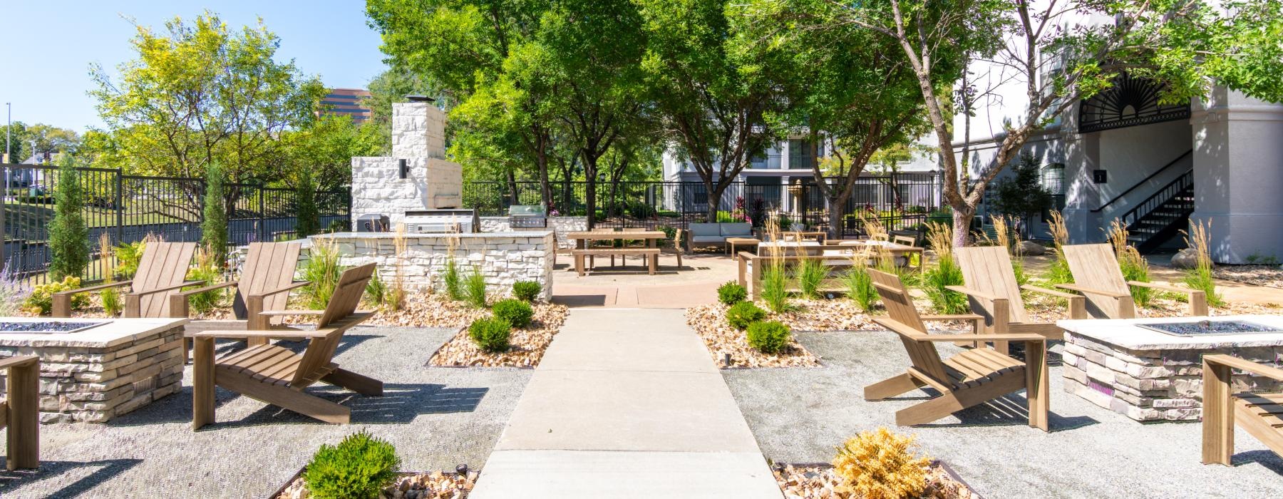fire pits and grilling pad in courtyard